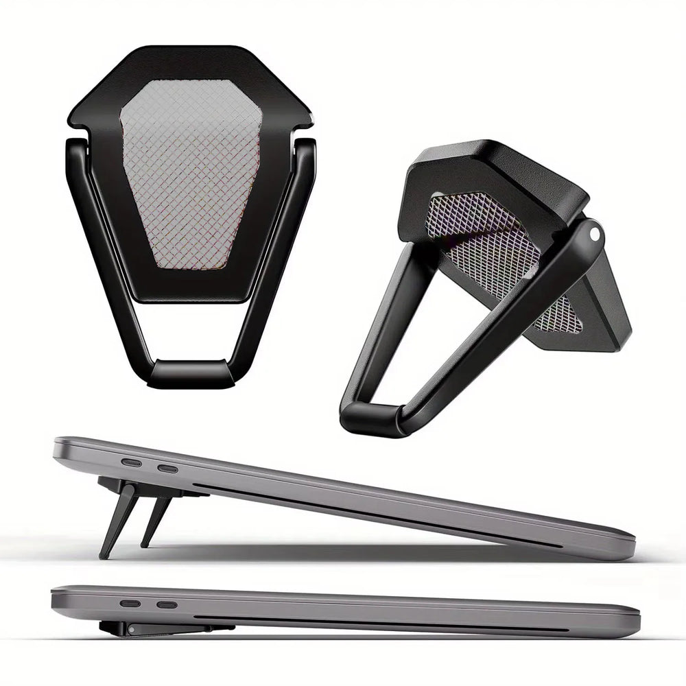 Mini-Laptopständer an der Unterseite eines Laptops befestigt