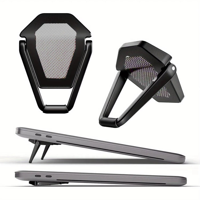 Mini invisible laptop stand attached to the underside of a laptop