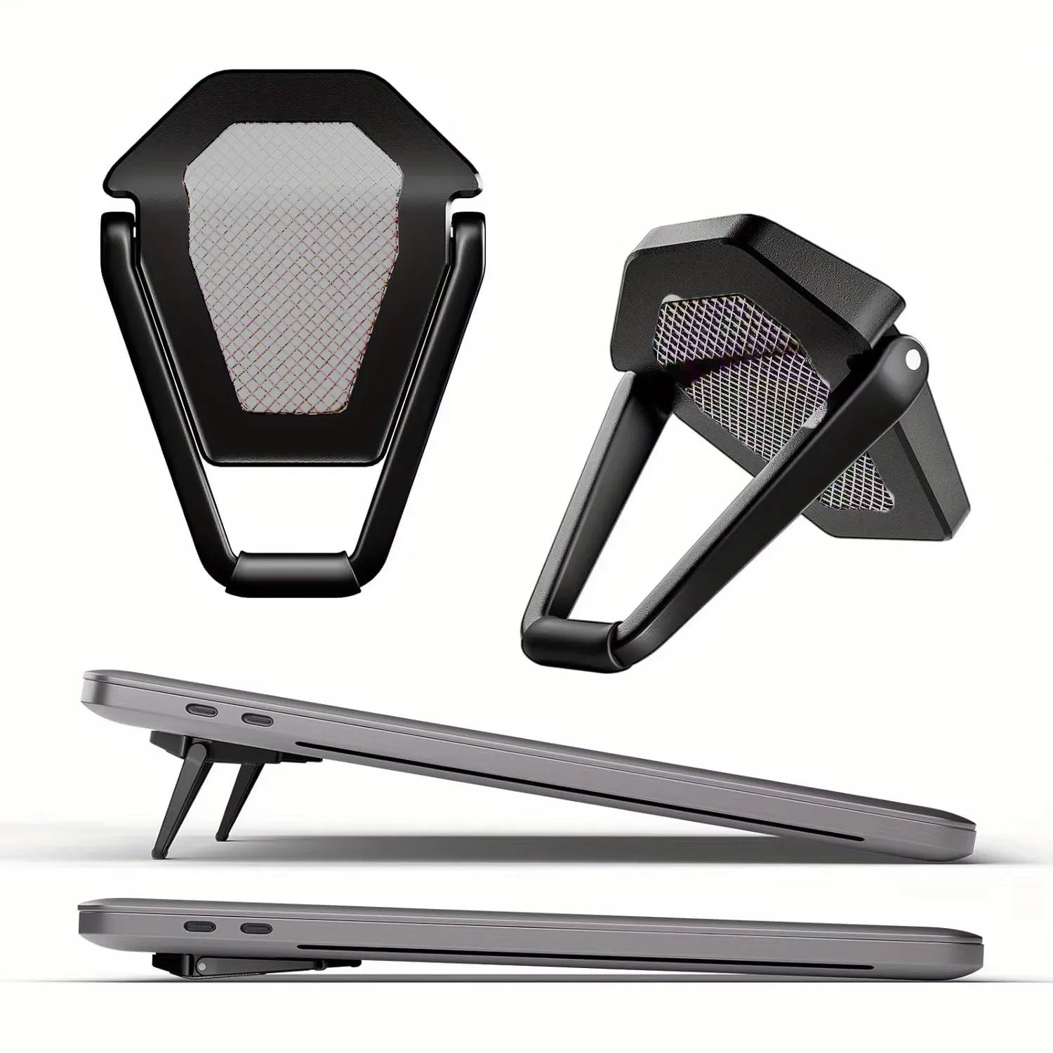 Mini invisible laptop stand attached to the underside of a laptop